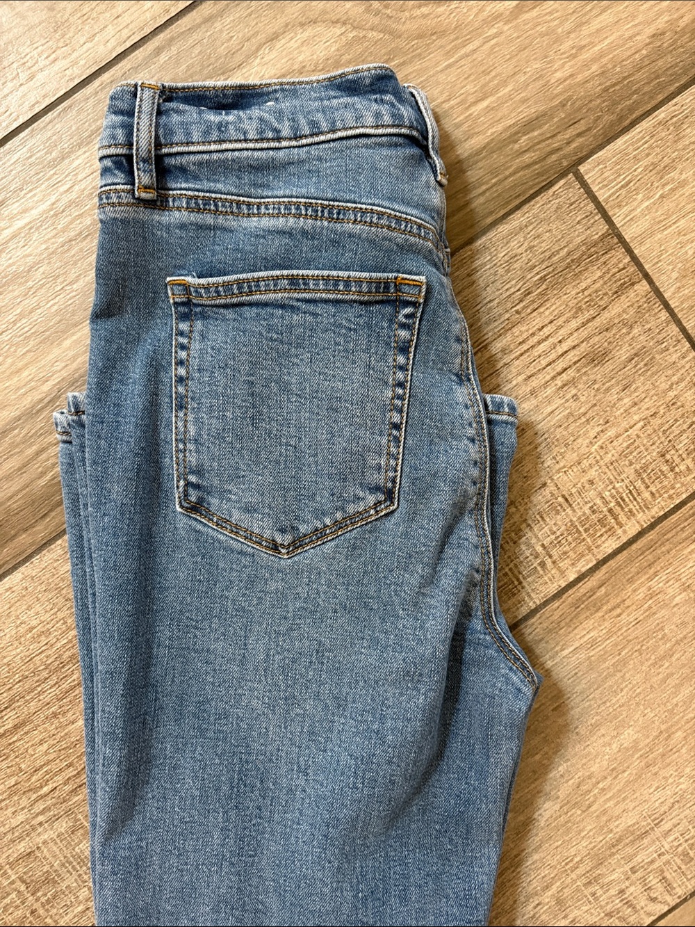 LOFT Medium Blue High-Rise Flare Jeans with Center Front Seams - Picture 7 of 7